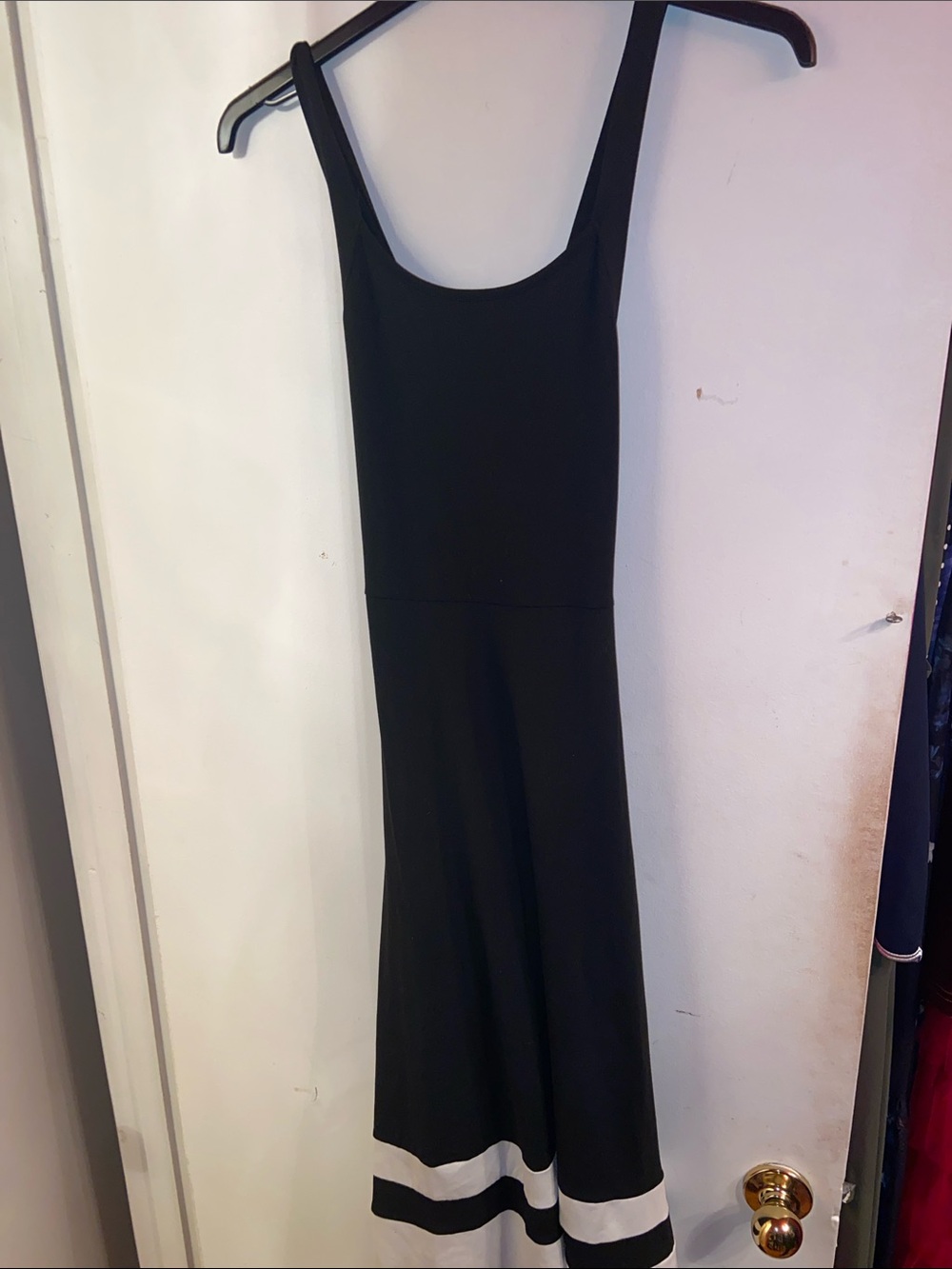 Source Unknown Black Maxi Dress with White Hem Bands. Never been worn